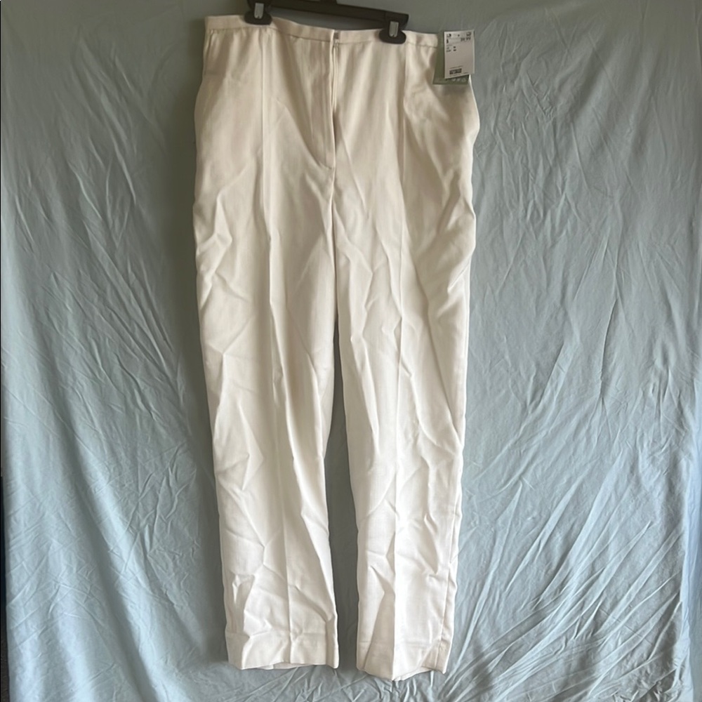 H&M White Trousers Lightweight Cotton Blend